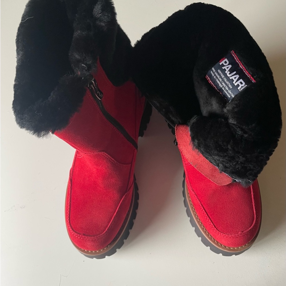 Pajar Women's Red Winter Boots with Black Lining